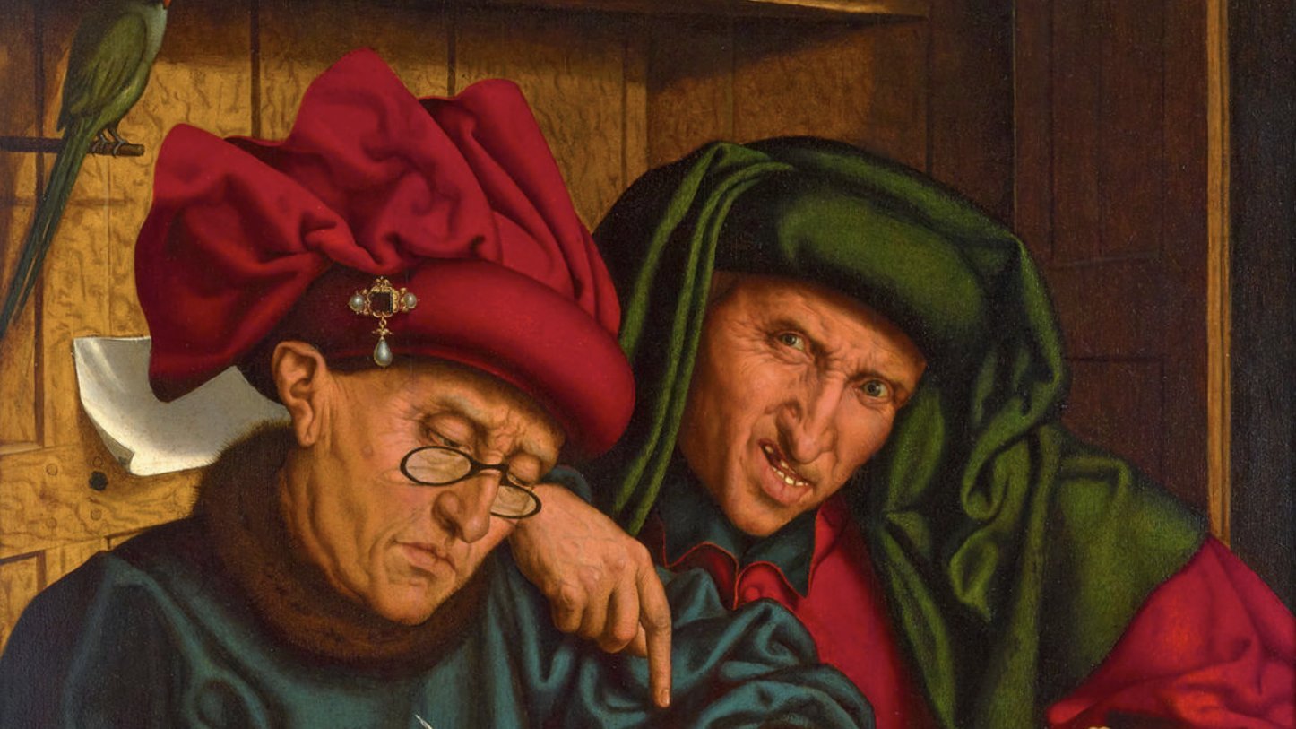 Os Cobradores de Impostos, de Marinus van Reymerswaele, pintura do século XVI