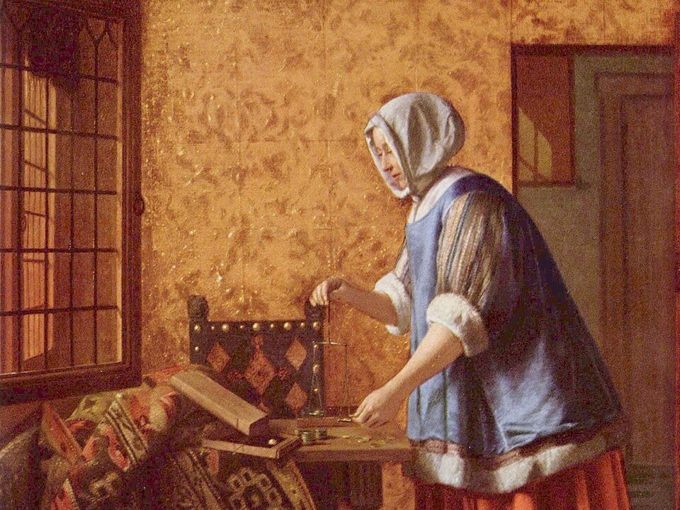 Mulher Segurando uma Balança, de Johannes Vermeer, por volta de 1664